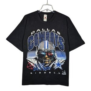 VTG Riddell Dallas Cowboys T-Shirt Mens Large Black NFL Football Search Destroy